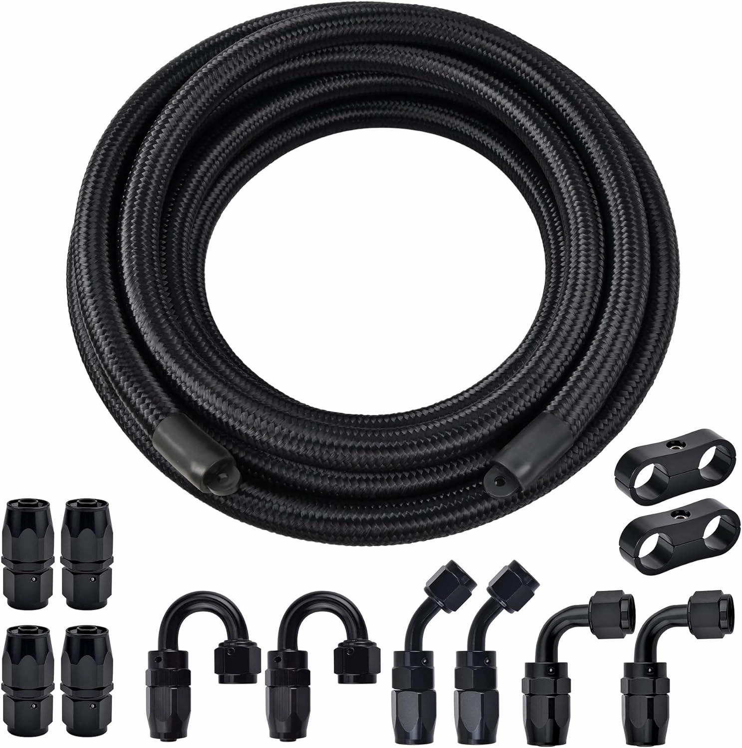 Fuel Line and Fittings Kit Braided Nylon Fuel Hose CPE Black&Red 4/6/8/10/12AN| 10-20FT |  EVIL ENERGY