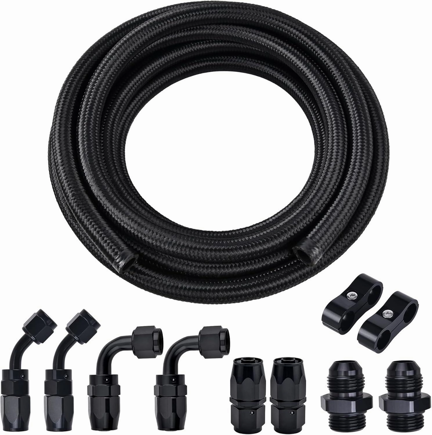 Fuel Line and Fittings Kit Braided Nylon Fuel Hose CPE Black&Red 4/6/8/10/12AN| 10-20FT |  EVIL ENERGY