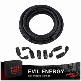 Fuel Line and Fittings Kit Braided Nylon Fuel Hose CPE Black&Red 4/6/8/10/12AN| 10-20FT |  EVIL ENERGY