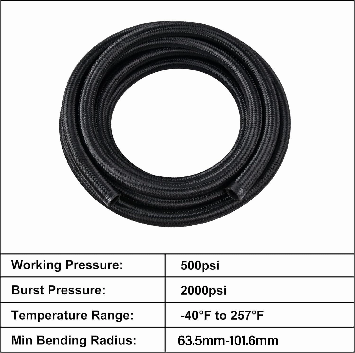 Fuel Line and Fittings Kit Braided Nylon Fuel Hose CPE Black&Red 4/6/8/10/12AN| 10-20FT |  EVIL ENERGY