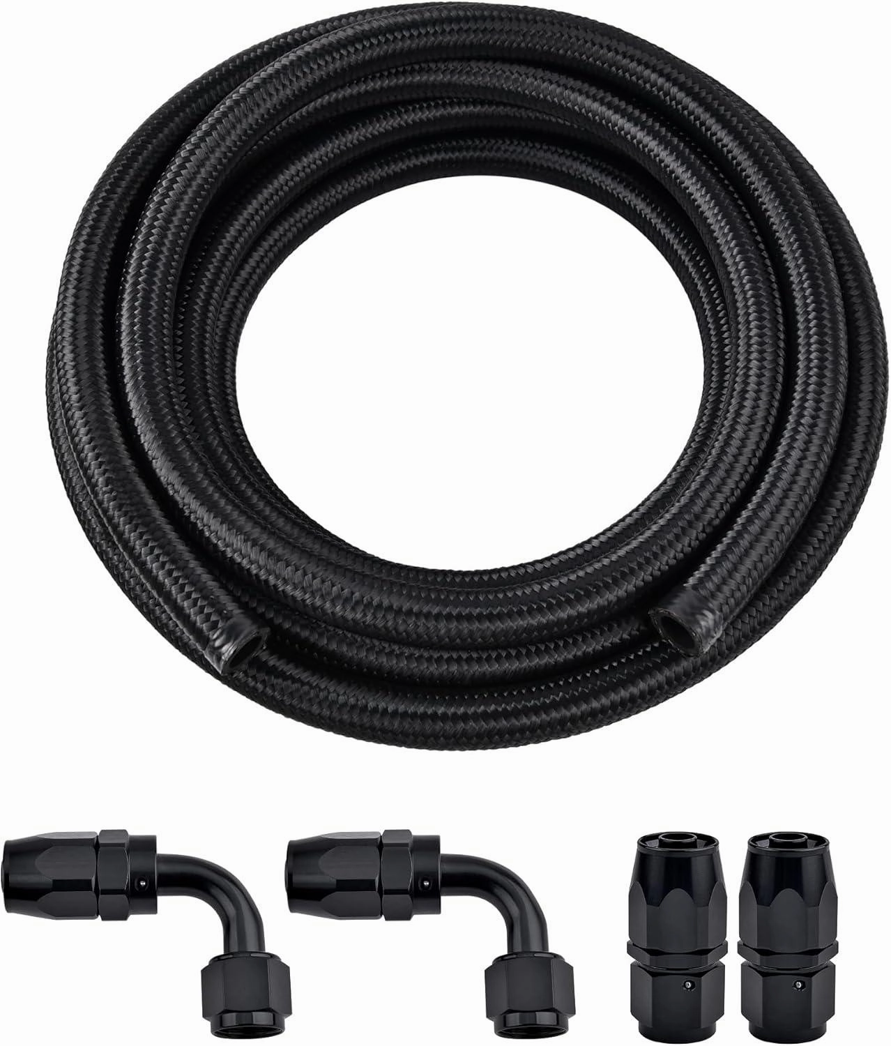 Fuel Line and Fittings Kit Braided Nylon Fuel Hose CPE Black&Red 4/6/8/10/12AN| 10-20FT |  EVIL ENERGY
