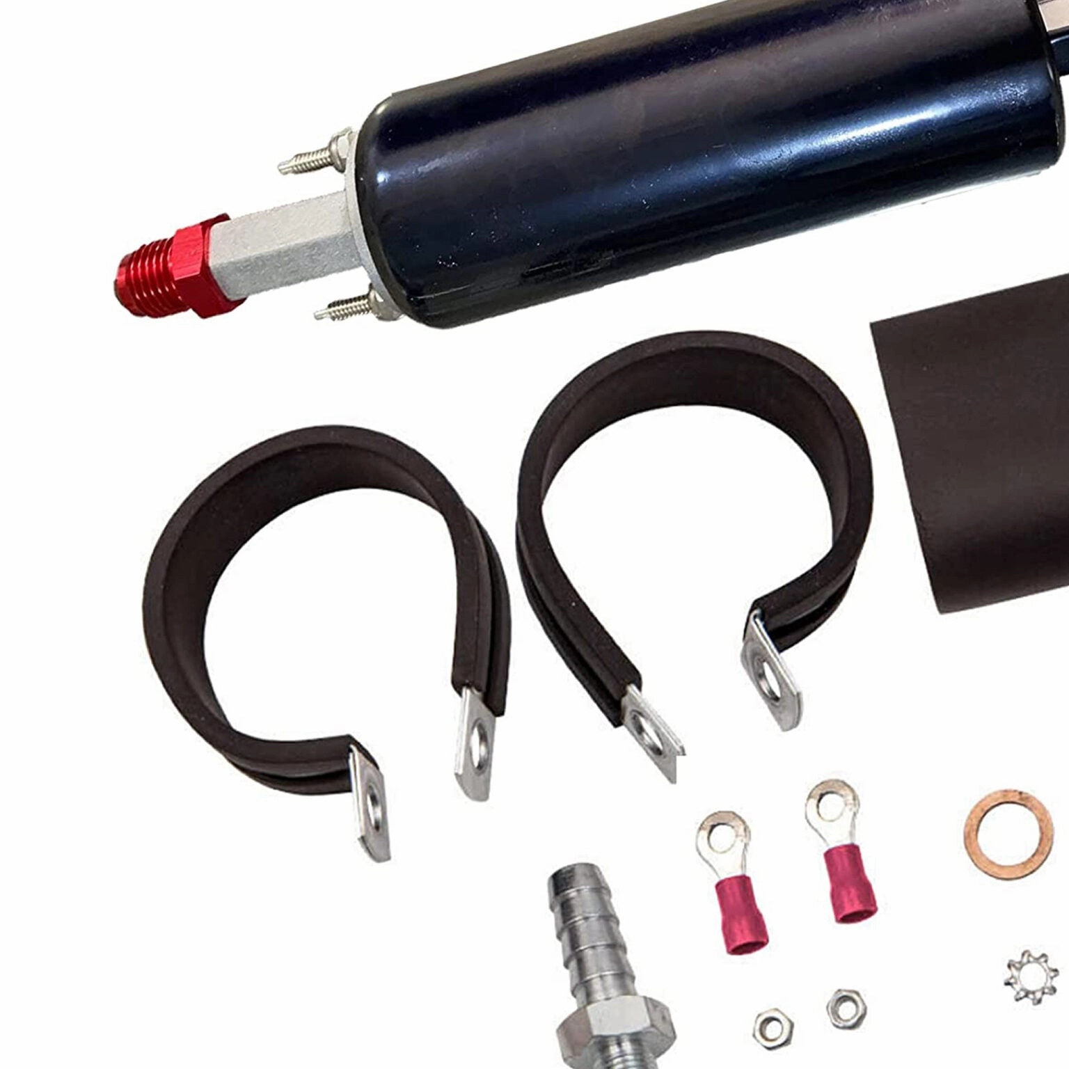 LS Universal High Flow & Pressure External Inline 255LPH Fuel Pump Kit Replacement for GSL 392 Walbro Black