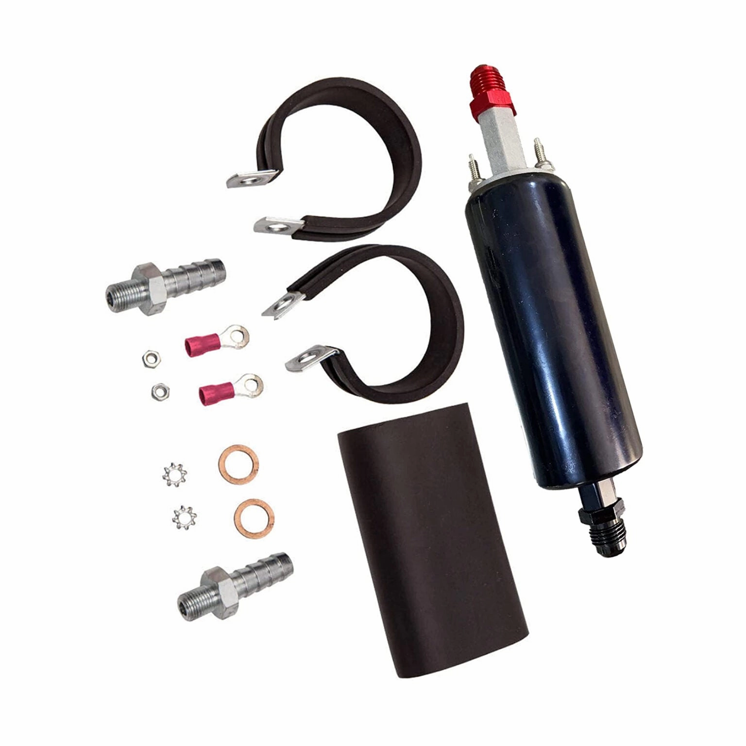 LS Universal High Flow & Pressure External Inline 255LPH Fuel Pump Kit Replacement for GSL 392 Walbro Black