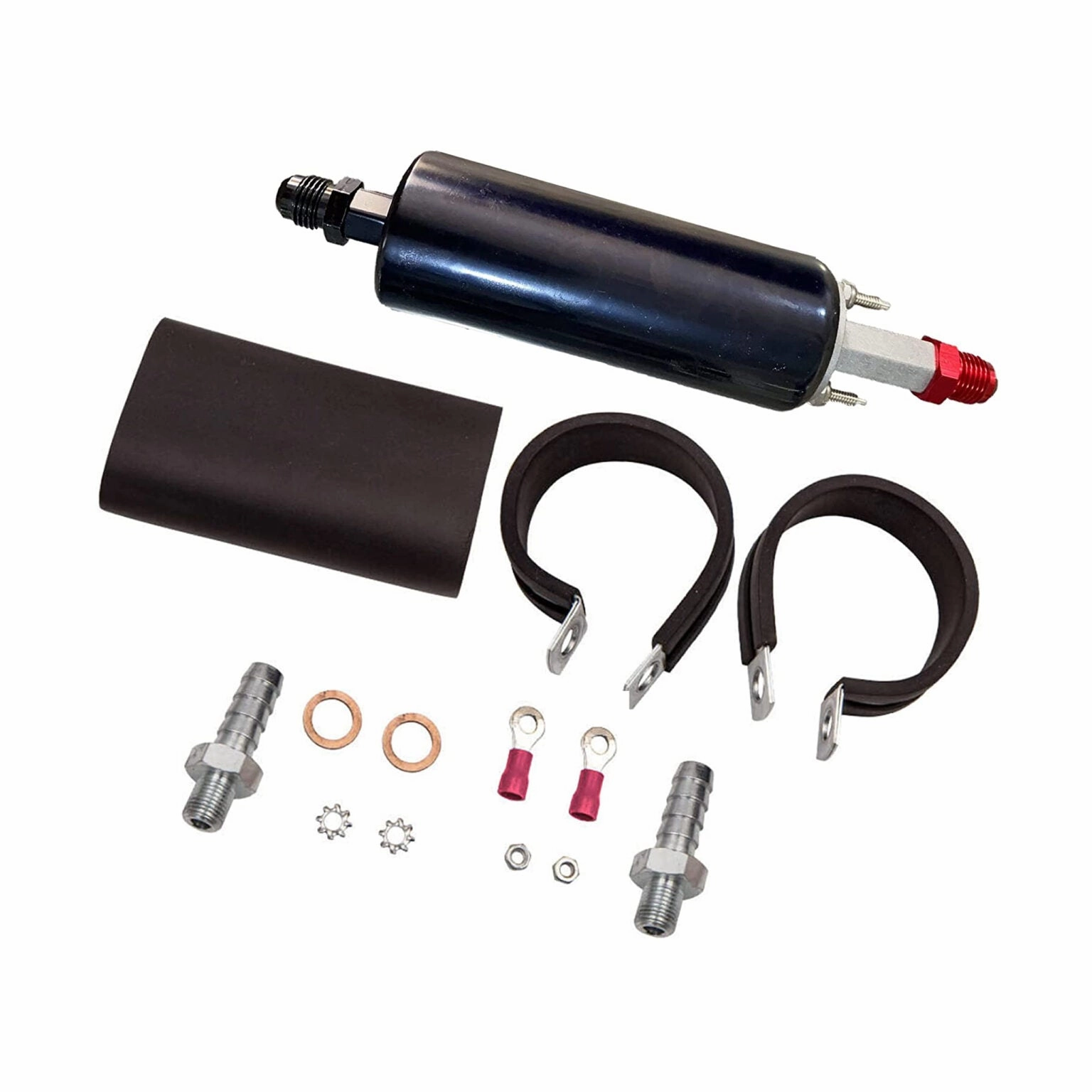 LS Universal High Flow & Pressure External Inline 255LPH Fuel Pump Kit Replacement for GSL 392 Walbro Black