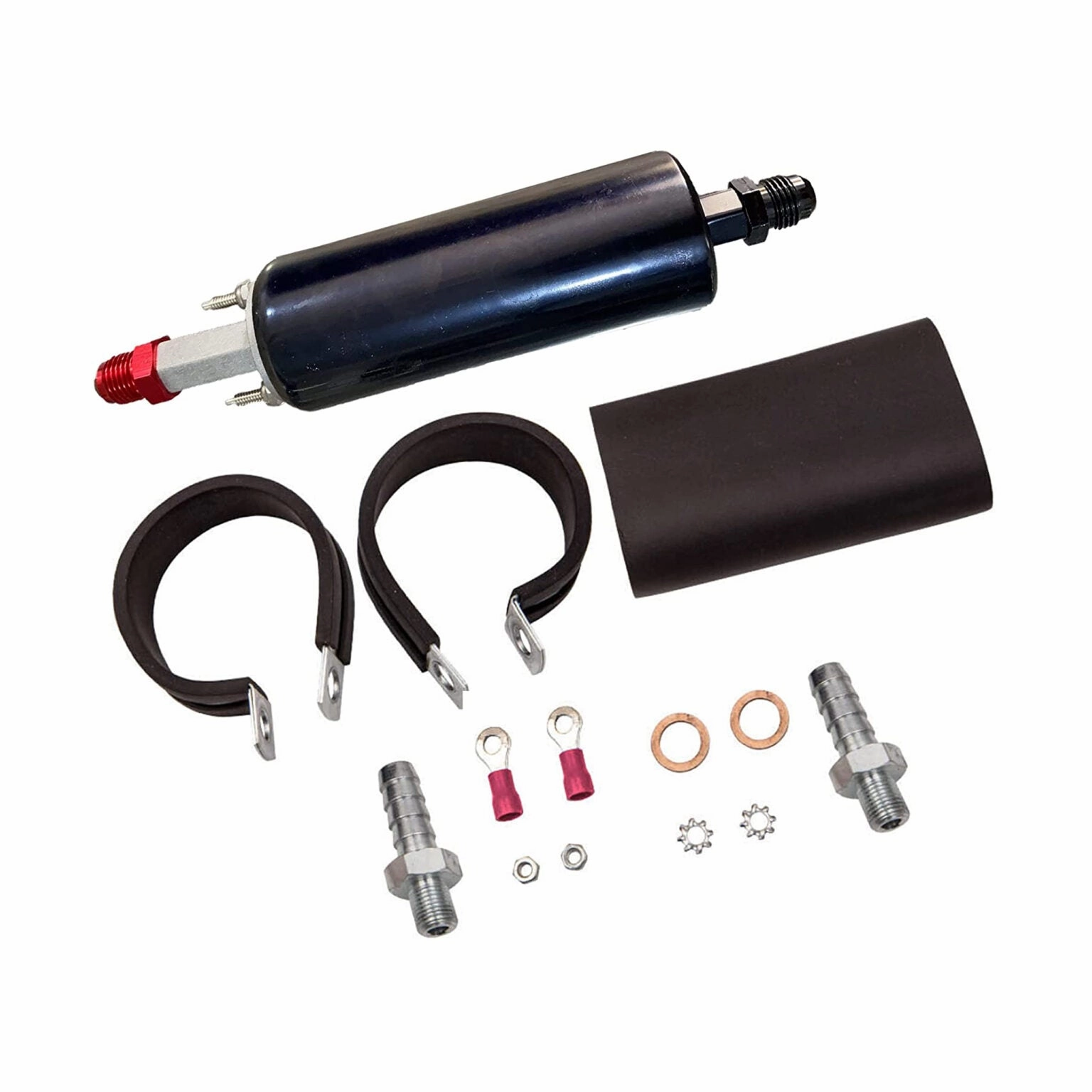 LS Universal High Flow & Pressure External Inline 255LPH Fuel Pump Kit Replacement for GSL 392 Walbro Black