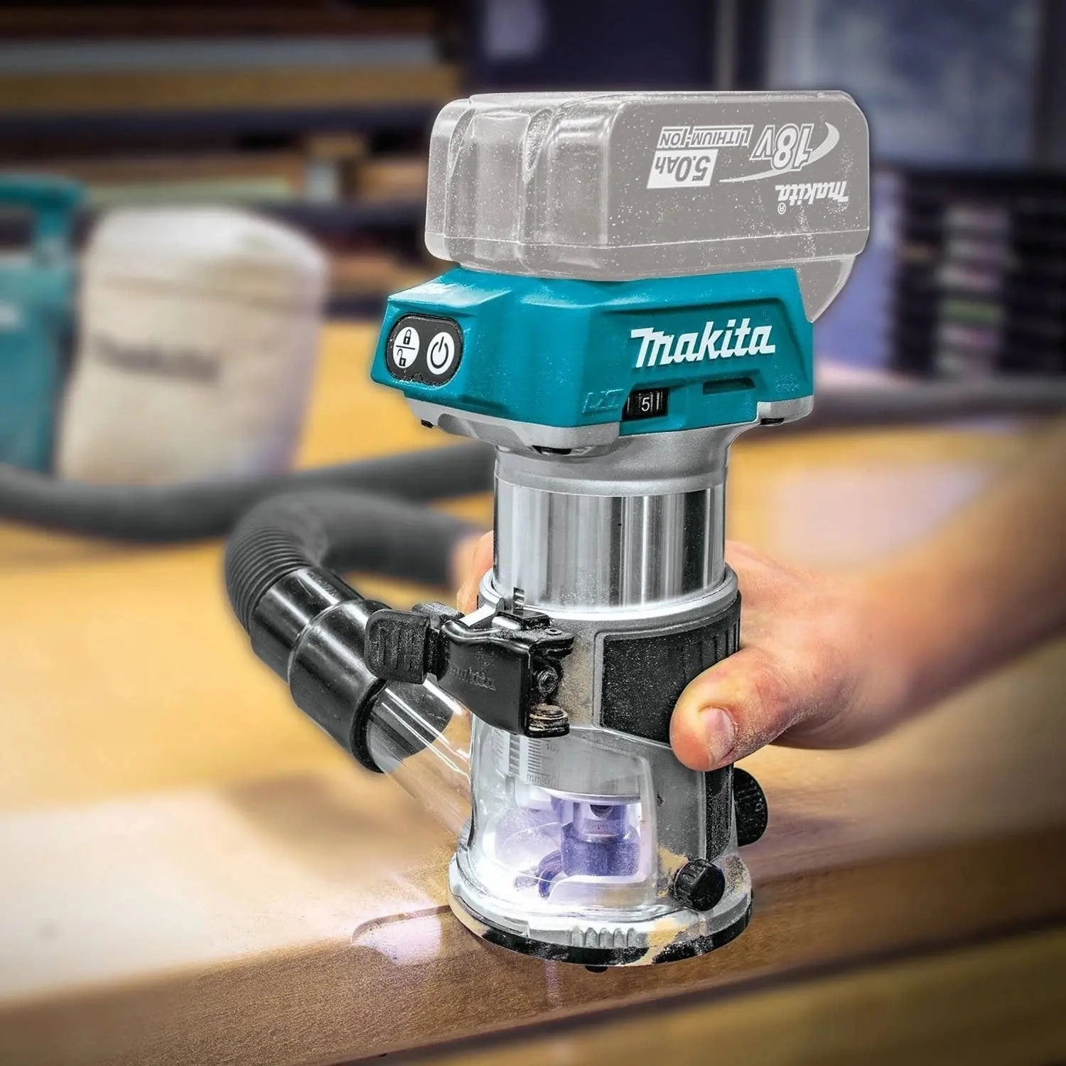 Makita DRT50ZX4 18V LXT Brushless Router (Tool only) W/Dust Extraction
