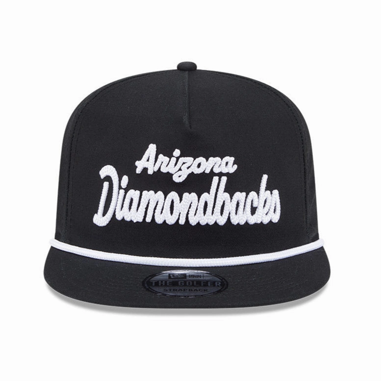 New Era Golfer Team Chain Stitch Arizona Diamondbacks Logo Patch Snapback Hat - Black