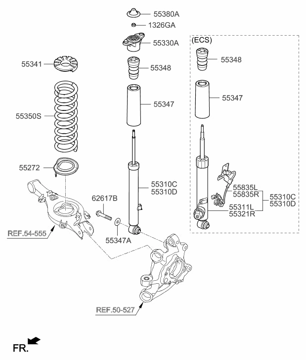 New OEM Hyundai Rear Right-Hand Shock Absorber 2014-2016 Genesis 55320 B1000