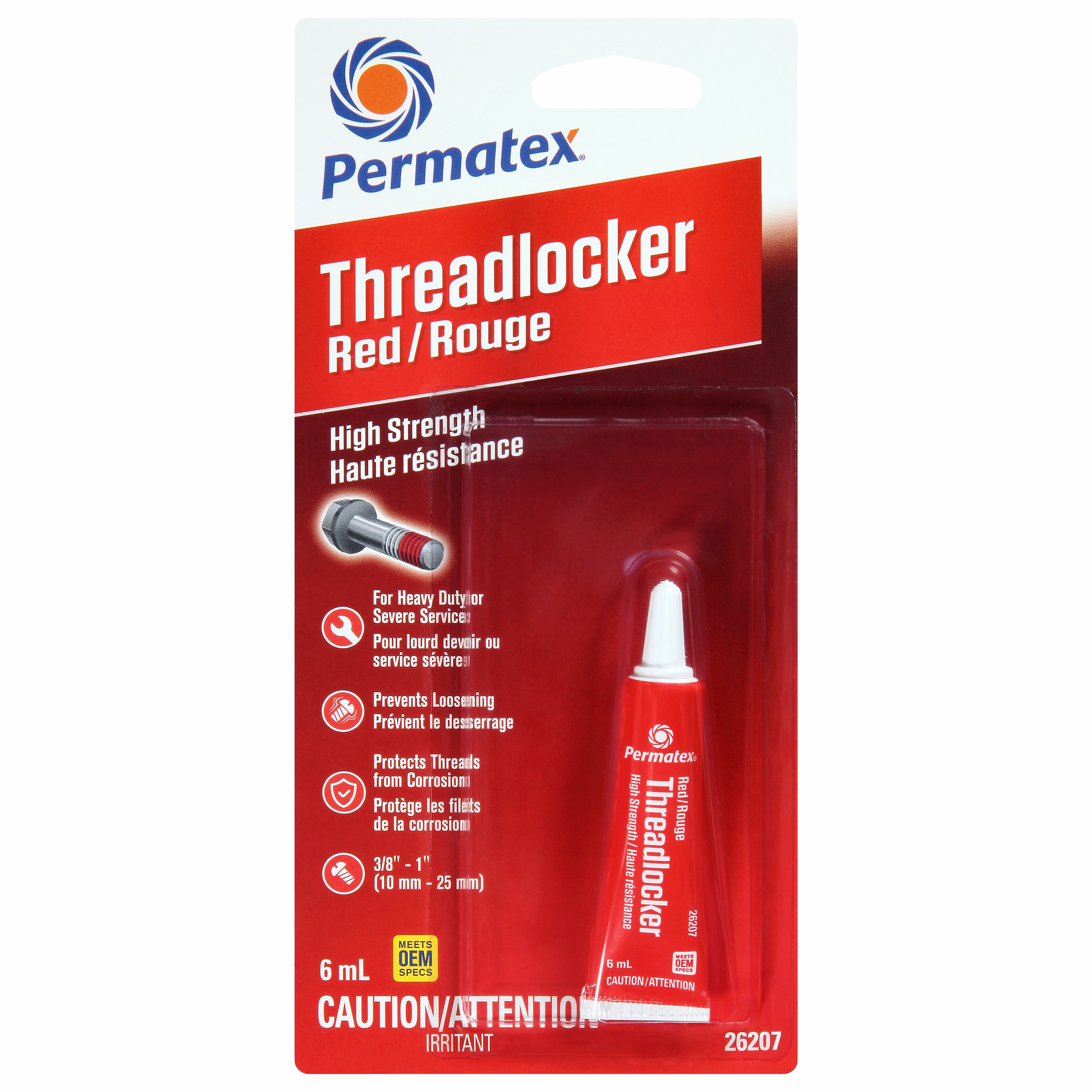 Permatex® Red High Strength 262 Threadlocker, 6mL Tube