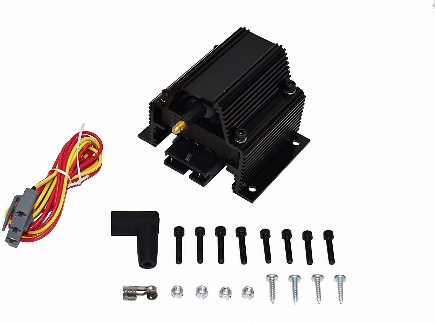 Pro Series R2R Distributor, 8.0mm Over the Valve Cover Spark Plug Wires, & 50K Volt Coil  For Chevy Corvette SBC Tach Drive 262 265 267 283 302 305 307 327 350 400 Black
