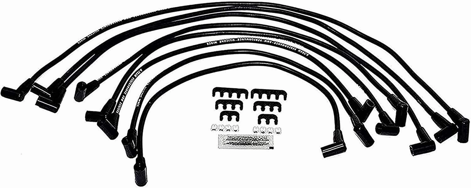 Pro Series R2R Distributor, 8.0mm Over the Valve Cover Spark Plug Wires, & 50K Volt Coil  For Chevy Corvette SBC Tach Drive 262 265 267 283 302 305 307 327 350 400 Black