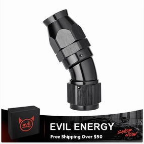 PTFE One Piece Full Flow End Hose Fitting Aluminum Black (4/6/8/10/12AN)|EVIL ENERGY
