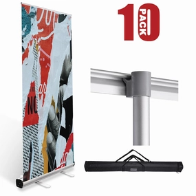 TheLAShop 33" x 79" Retractable Banner Stands 10ct/pk (Shock-cord Pole)