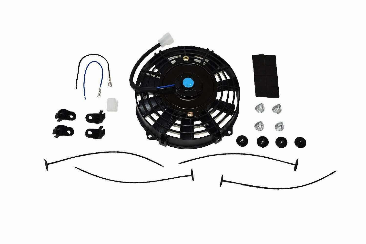 Universal Type 120021 8 Inches High Performance 1700 CFM 12 Volts Electric Radiator Cooling Fan with 10-piece Reversible Flat 9" x 9" x 2-1-2" Blades